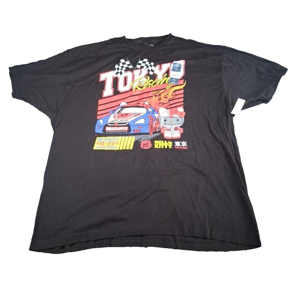 Hello Kitty by Sanrio Tokyo Racing Graphic Men's 3 XL Black Cotton T-Shirt NEW